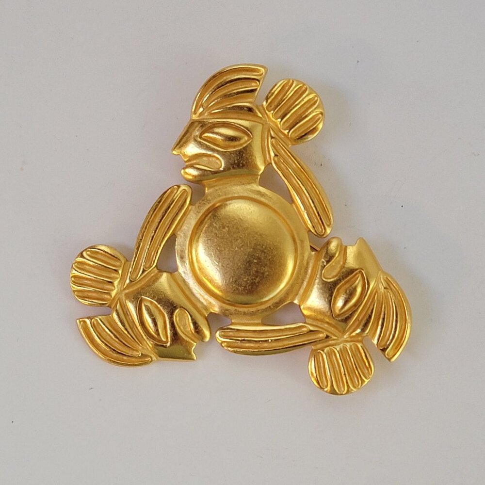 Vintage CCORI Peruvian Inspired Warrior Figure Brooch